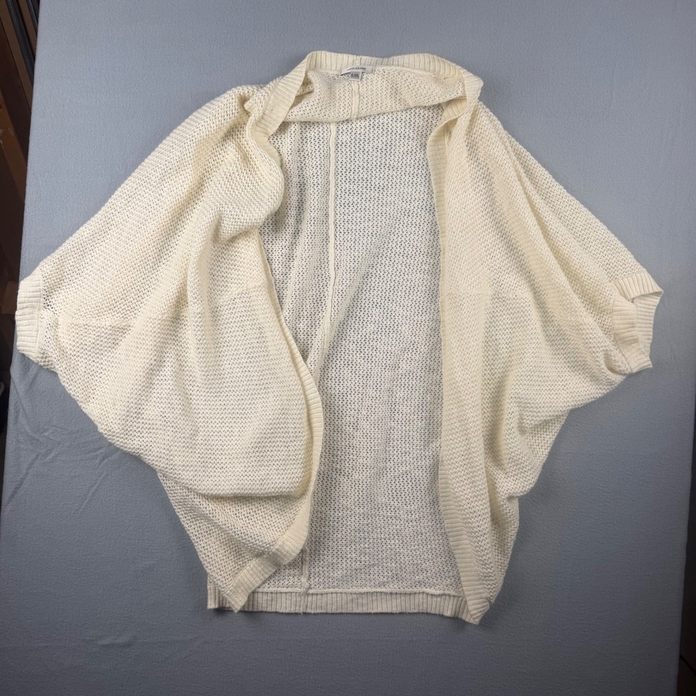 Coquette Boho Women Cream Ivory Knit Batwing Cardigan XL/XXL Open Front Coastal